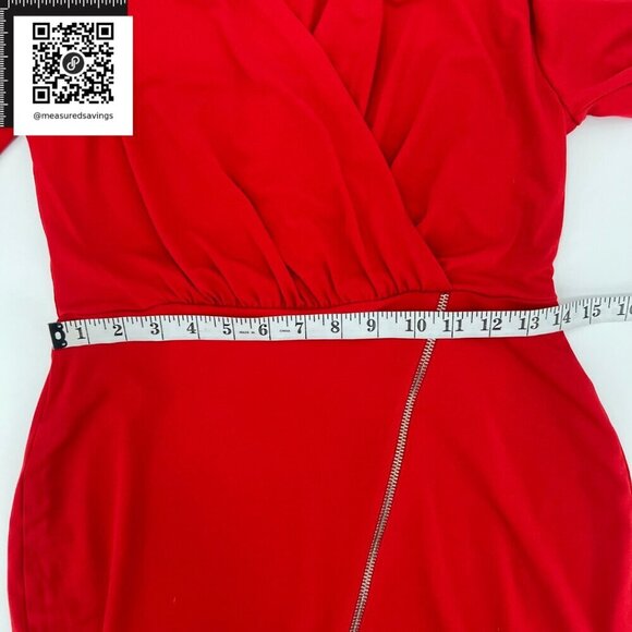Medium - NWOT RACHEL Rachel Roy - Red Long-Sleeve Knee-Length Zippered Dress - Picture 8 of 9